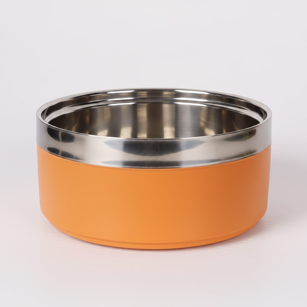 Orange Steel Pet Bowl — Studio